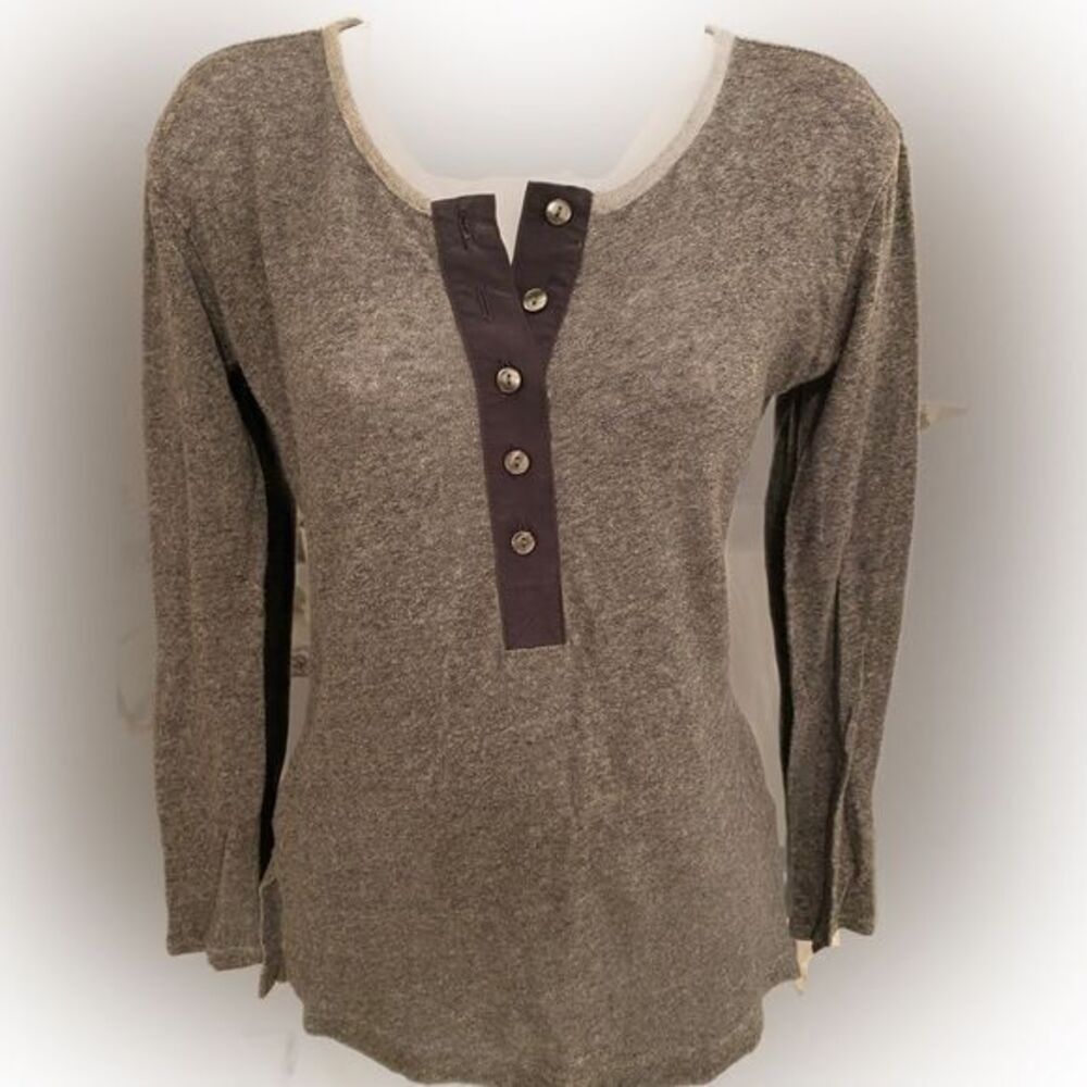 Gap Henley - S gray /gray , cotton , placket front , like new never worn